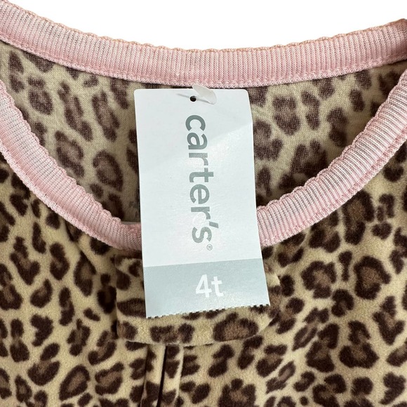 NWT, Carter One Piece Fleece Animal Print Girls Sz 4T w/Kitty Cat Feet - Picture 9 of 13